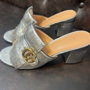 Gucci Women's Silver Heeled Sandals